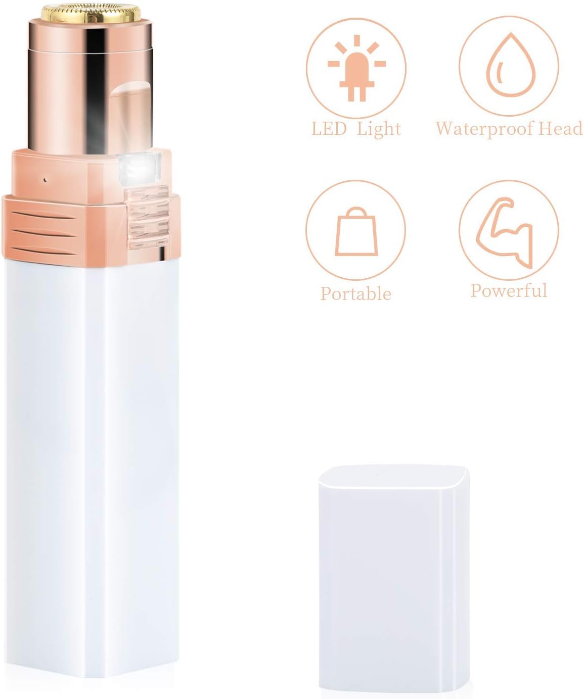 Flawless Women's Waterproof Facial Painless Hair Remover Shaver with Built-in LED Light for Chin Hair, Upper Lip, Moustache