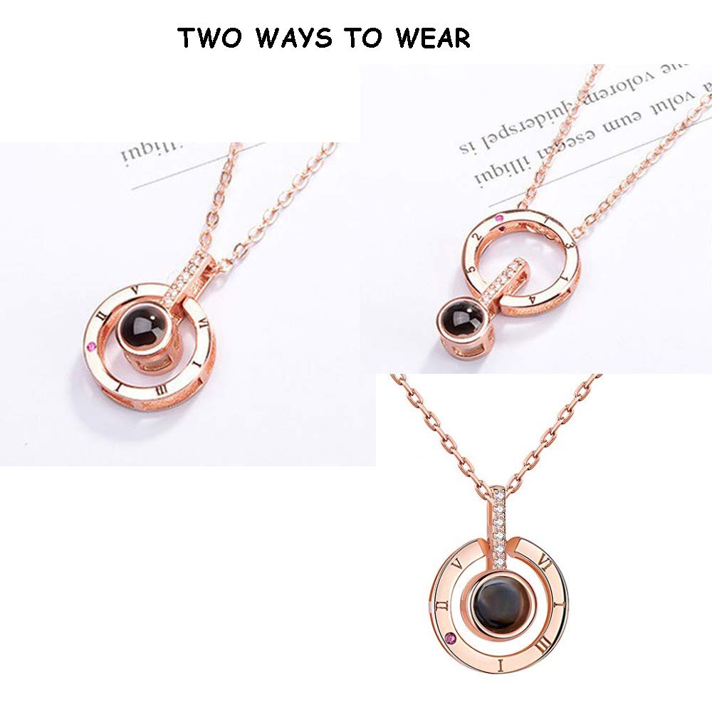 100 Languages I Love You Round Necklace Loving Memory Collarbone Fashion Jewelry Valentine\'s Day Anniversary for Lovers Couples Women Girls Family