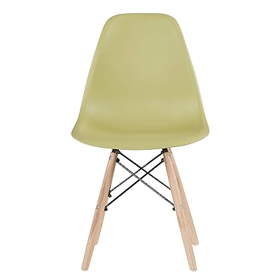 Future Assembled Modern Dining Chair with Plastic Seat and Wood Legs