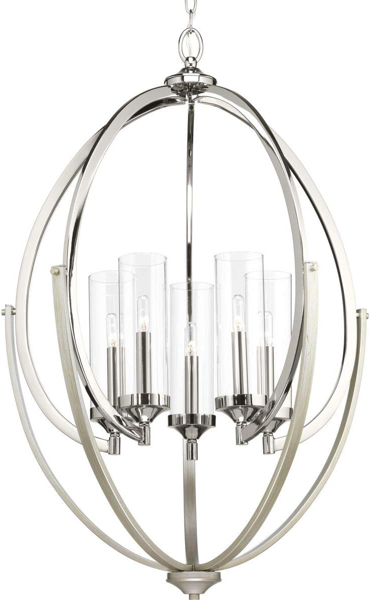 Progress Lighting P400025-104 Evoke Five-Light Chandelier, Polished Nickel