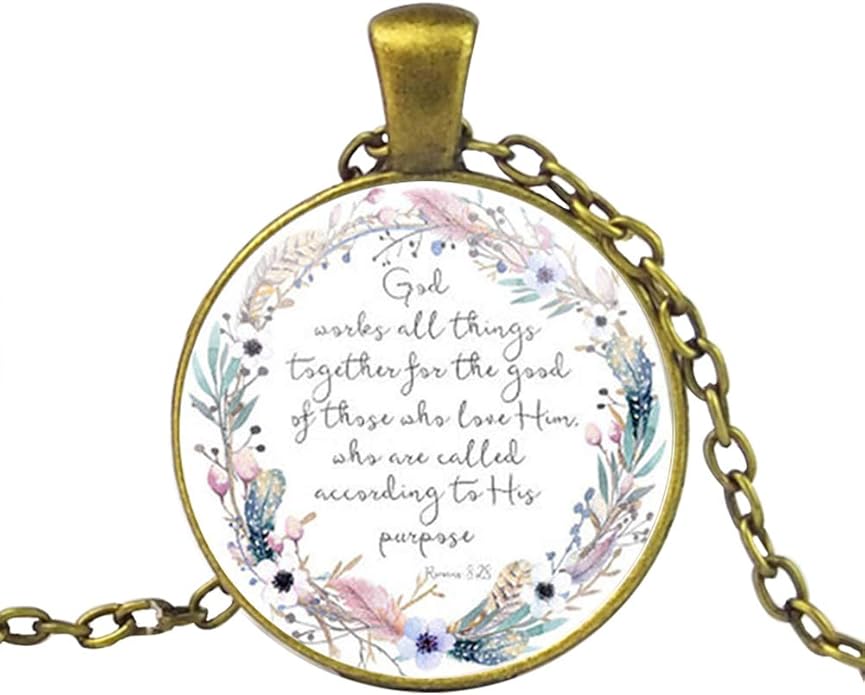 Inspirational Gift Christian Faith Necklace Scripture Pendant Bible