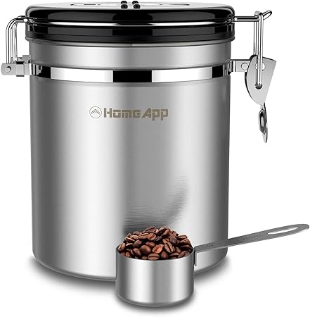 True Vacuum Seal Coffee Container Upgraded Model Best Storage For Whole Bean Ground Stainless Steel Canister And Scoop Amazon Co Uk Kitchen Home