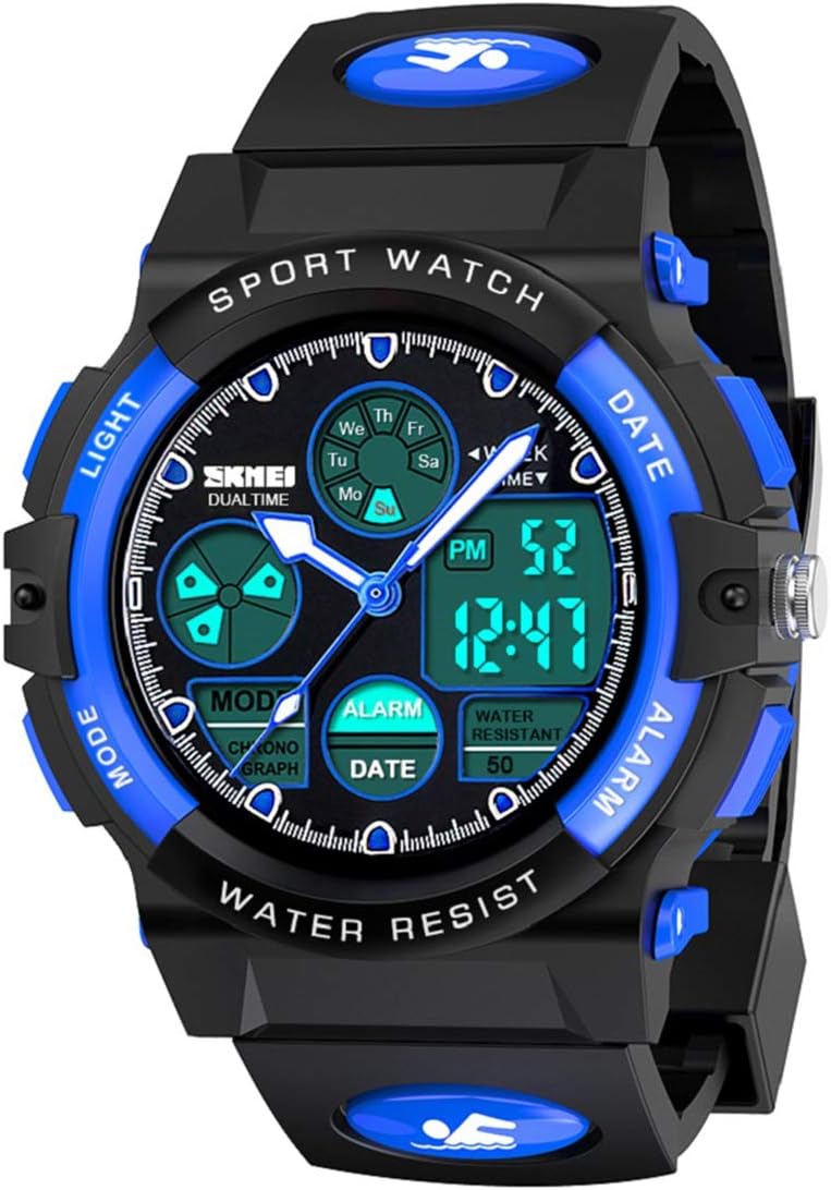 SOKY Outdoor Toys for 6-15 Year Old Teen Boys, Kids Waterproof Digital Watches for 6-15 Year Old Boys Popular Xmas Gifts for 6-15 Year Old Girl Birthday Presents Gifts for Teenage Age 6-15 Blue SW02