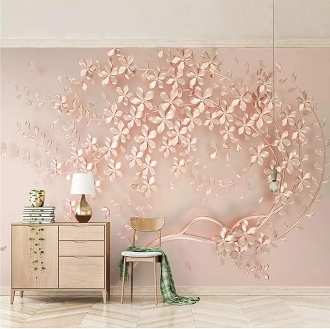 Pbldb 6D Custom Mural Wallpaper Rose Gold Flower Luxury