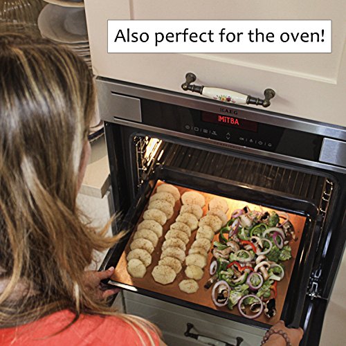 Copper Grill Mats by MiTBA – Best Baking & Grilling Accessories Ever! These Non-Stick & Reusable Magic Gadgets Will Get You Flawless Meat and a Clean Barbecue! Set of 3 XL Mats in a Never-Lose-It Box!