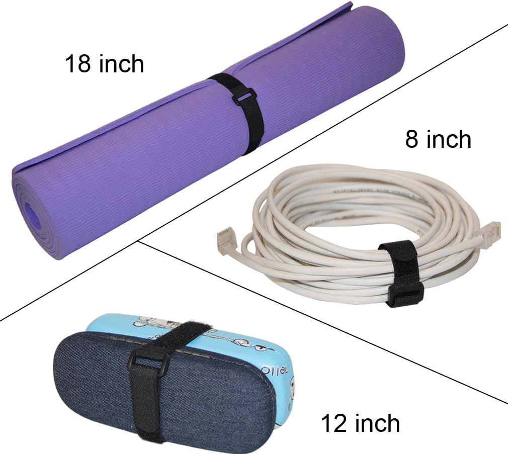 Reusable Fastening Cable Straps and Cable Ties Set 20 Pack(8"-12"-18") by YiwerDer, Adjustable Multi-Purpose Hook and Loop Cord Ties to Keep Cords Organized and Tidy: Home Improvement