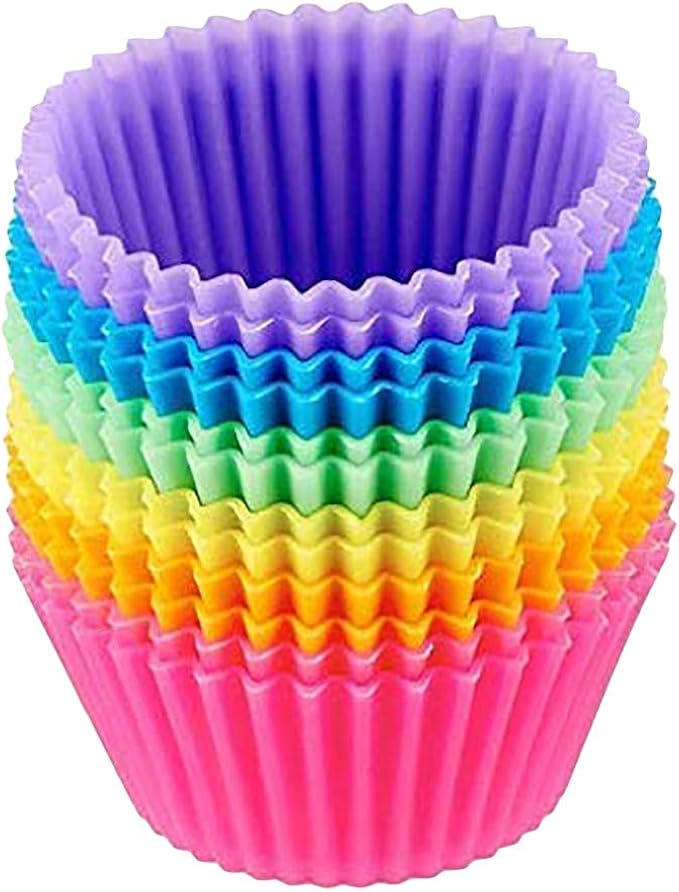 PRECORN Silikon-Muffinformen, 24-teilig (6 Farben) – BPA-frei, Hitzebeständig Bis 240°C, Ø 7 Cm, Für Cupcakes & Mehr
