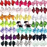 40 Pack 3.5 Inch Hair Bows Girls Children Grosgrain Ribbon Alligator Hair Clips 20 Colors in Pairs