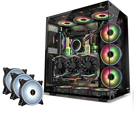 Amazon Co Jp ゲーミングケース ミッドタワーatx M Atx Itx Pcゲームコンピュータケース 両面強化ガラス 9つのファンの 設置場所 月光白ファン Size 3 Fan ホーム キッチン