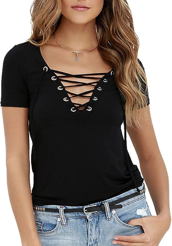 tee shirt lacet femme