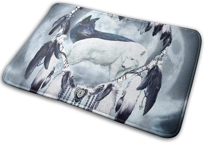 yting Yin Yang Wolf Mates Kunstdruck Badteppich rutschfeste Bodenmatte
