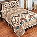 Collections Etc Reversible Southwest Geometric Aztec Quilt with Coordinating Tribal Pattern on Reverse Side, Full/Queen