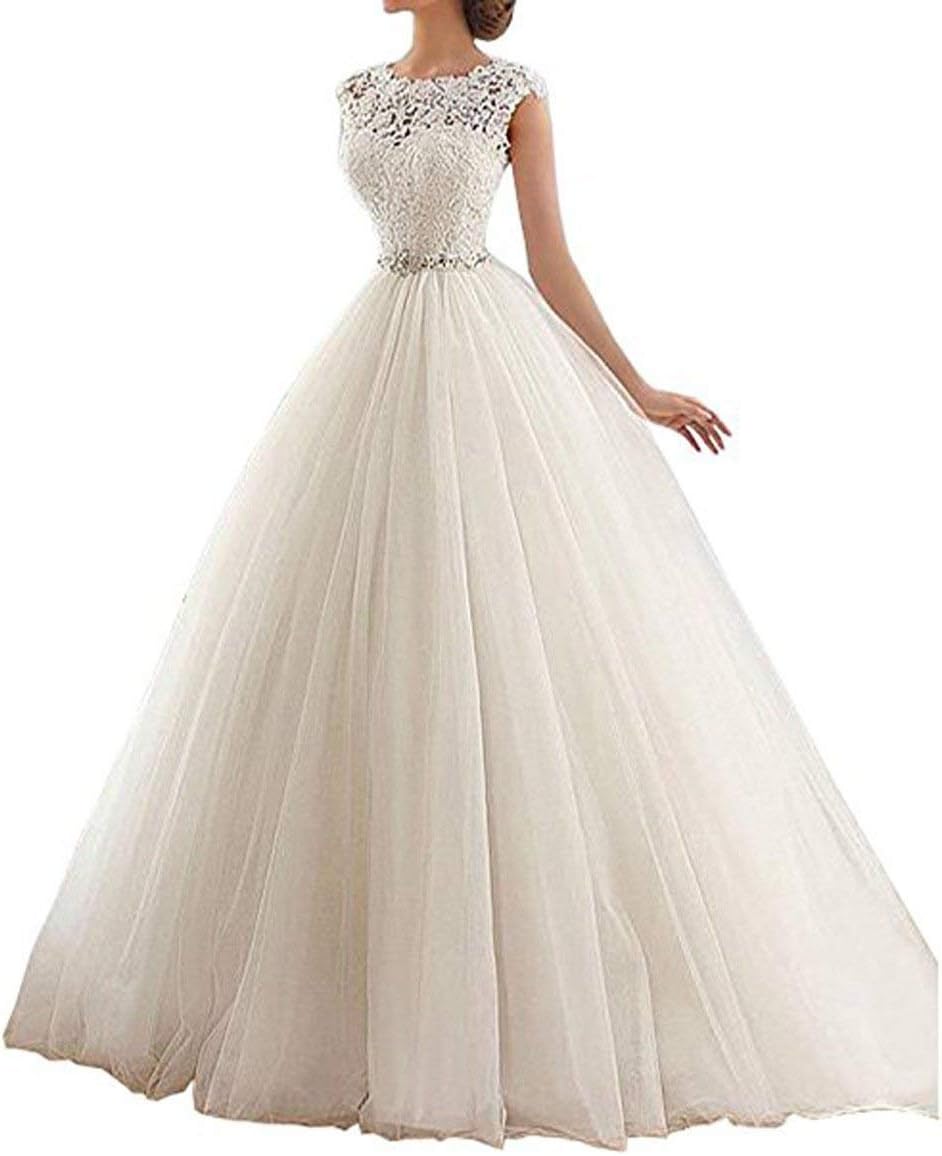 YIPEISHA V Neckline A Line Cap Sleeve Lace Over Satin Wedding Dress