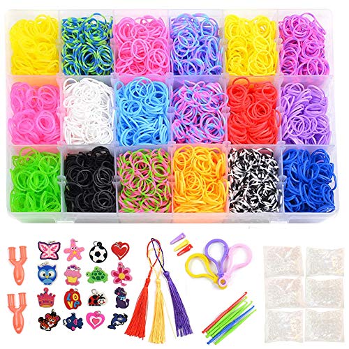 Totem World 6850 Pcs Rainbow Color Loomy Rubber Bands DIY Refill - 6400 Quality Stretchy Bands, 320 Clips, 100 Beads, 15 Charms, 2 Y Loomy, Hooks, Tassel, Hair Clips, Organizer Case - Thumbnail 4