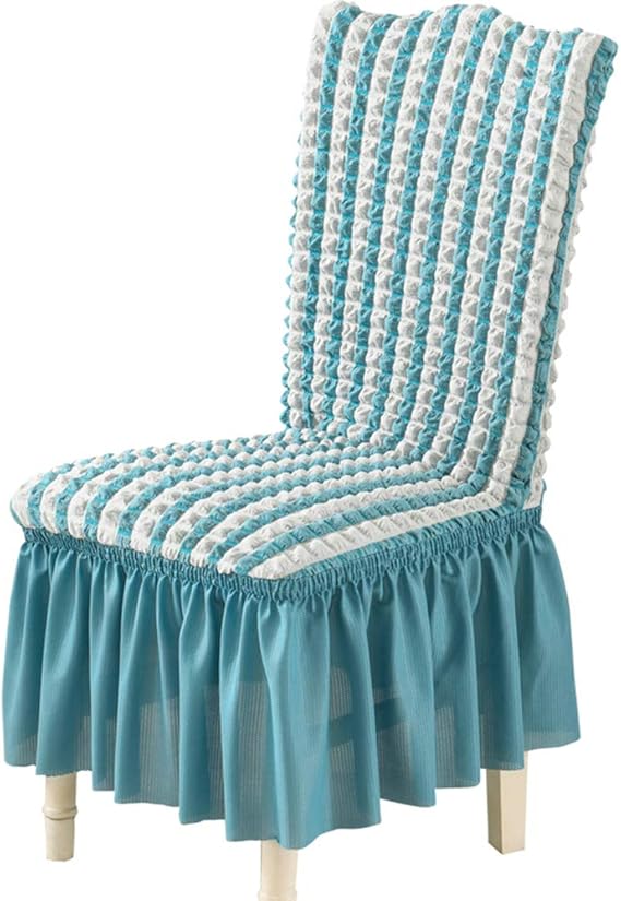 Amazon.de: DuShow Seersucker Stuhlbezug mit Schürze abnehmbar waschbar