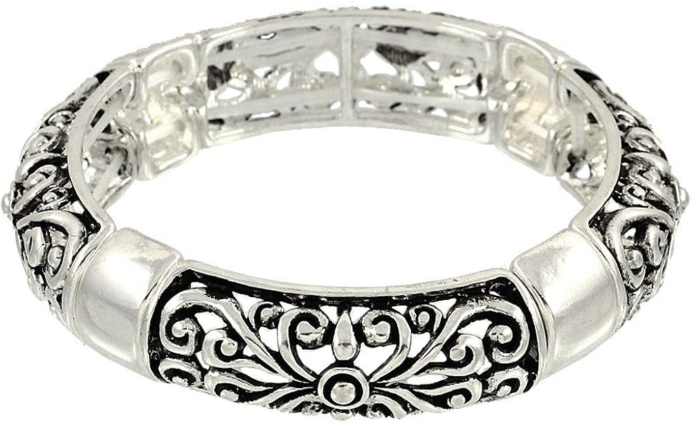Antique Silver Tone Metal Filligree Bracelet