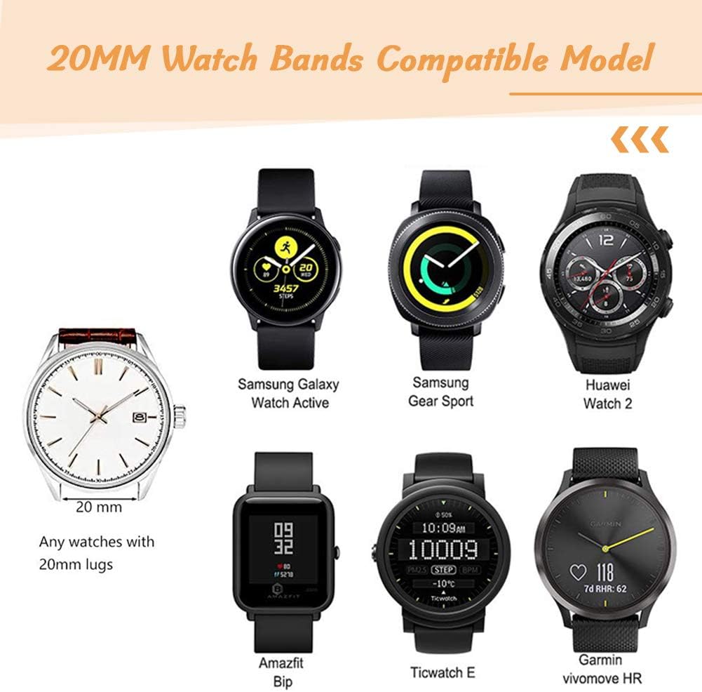 KIBDSNG Nylon 20mm Watch Strap Compatible with Garmin Vivoactive 6/5/3/3 Music/Forerunner 55/165/245/645/Venu/Venu 2 Plus,Sport Replacement Band for Samsung Galaxy Watch 7/6/5/4/FE 40mm 44mm - Image 5