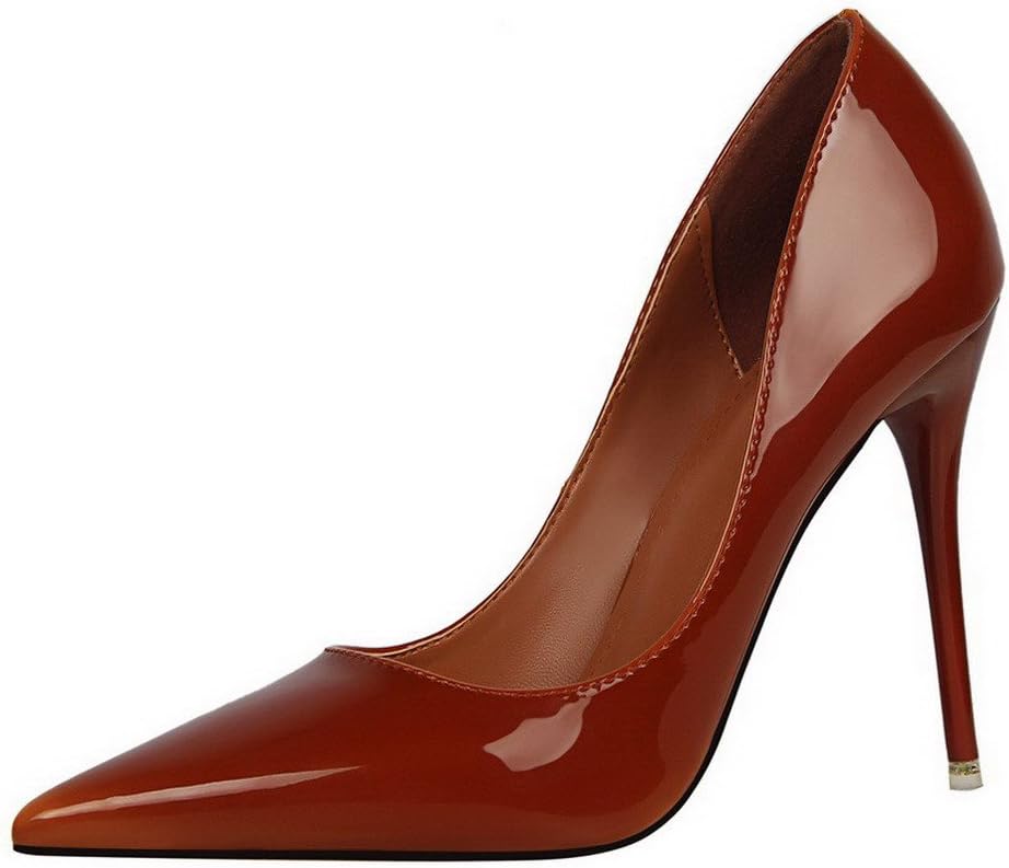AalarDom Women's Soft Material Solid Spikes Stilettos Pointed-Toe Pumps-Shoes