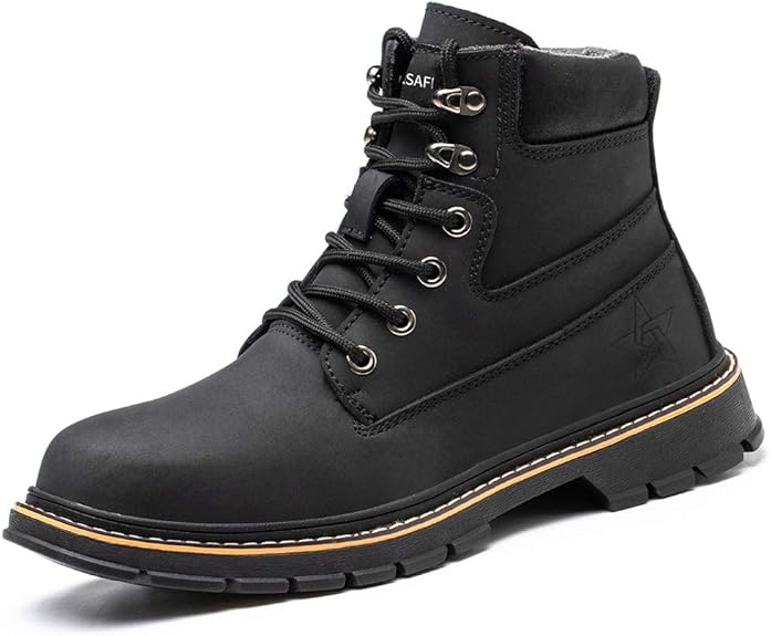 MandyQ Steel Toe Boots Work Chelsea Boots for Men Women Waterproof