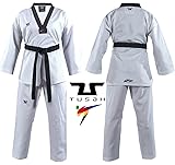 Tusah Adults Taekwondo Uniform - Black Collar World Taekwondo GI SUIT DOBOK TKD