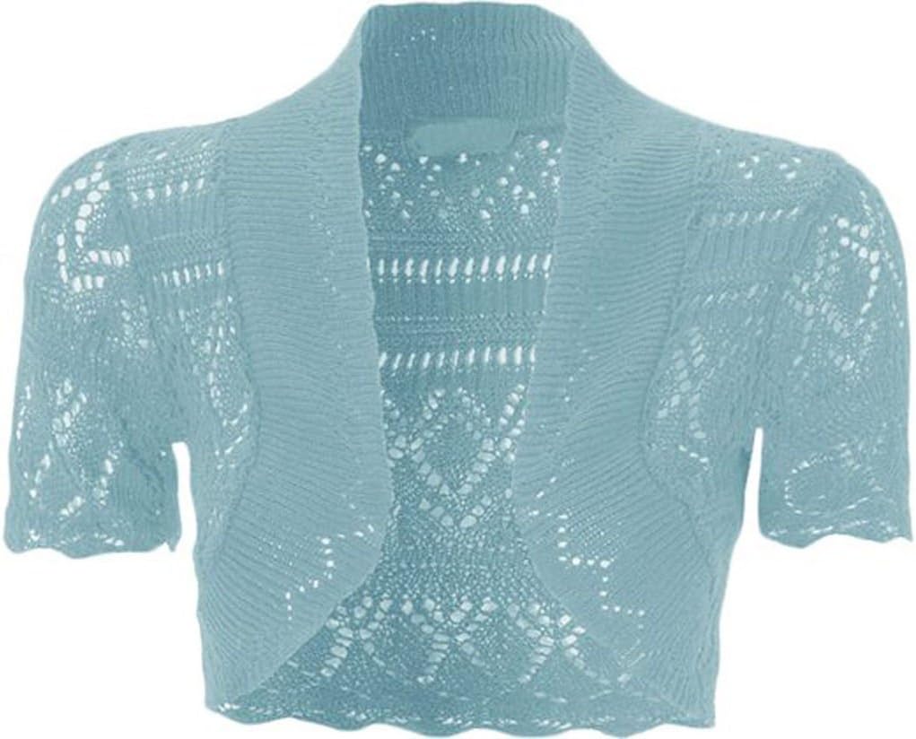 RM Fashions Girls Crochet Bolero Shrug Kids Knitted Short Sleeve Cardigan New Age 2-13 Years