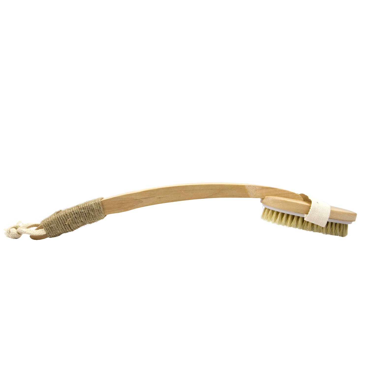 Bath Brush with Natural Boar Bristles and NonSlip Handle, Long Curved