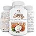 Coco Omega 3 Premium Vegetarian Omega 3 6 9 with Coconut Oil! PLUS Flax Seed Oil, Alpha Linolenic, Lenoic, Oleic Fatty Acids. 60 vegetarian softgels. Gelatin free, Gluten Free