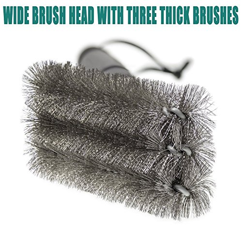 QcoQce BBQ Gloves Grill Brush Bristle Free Barbebue Grill Cleaning 18” Brush Stainless Steel Grilling Tool, Long Handle,Includes Pastry Basting Brush - Thumbnail 6