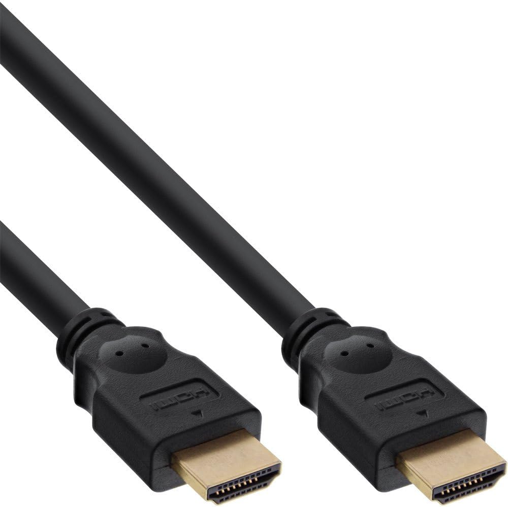 InLine HDMI Cable - HDMI High Speed - Male/Male - Galvanised Contacts - Black - 0.3m, 17633P, 0.3 Meters