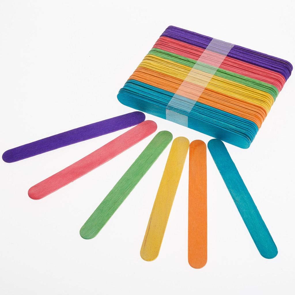 Large Jumbo Flat Coloured Wooden Lollipop Lolly Sticks Art Craft (50)