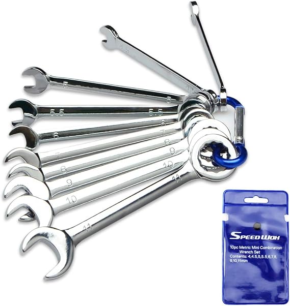 SPEEDWOX Mini Wrench Metric 10 Pcs Ignition Wrench Set 4mm11mm Open End and Box End Standard