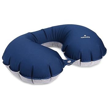 Navaris Reisekissen Nackenkissen aufblasbar mit Ventil - Nackenstütze Reise Kissen Kopfstütze Luftkissen - Travel Pillow Nack