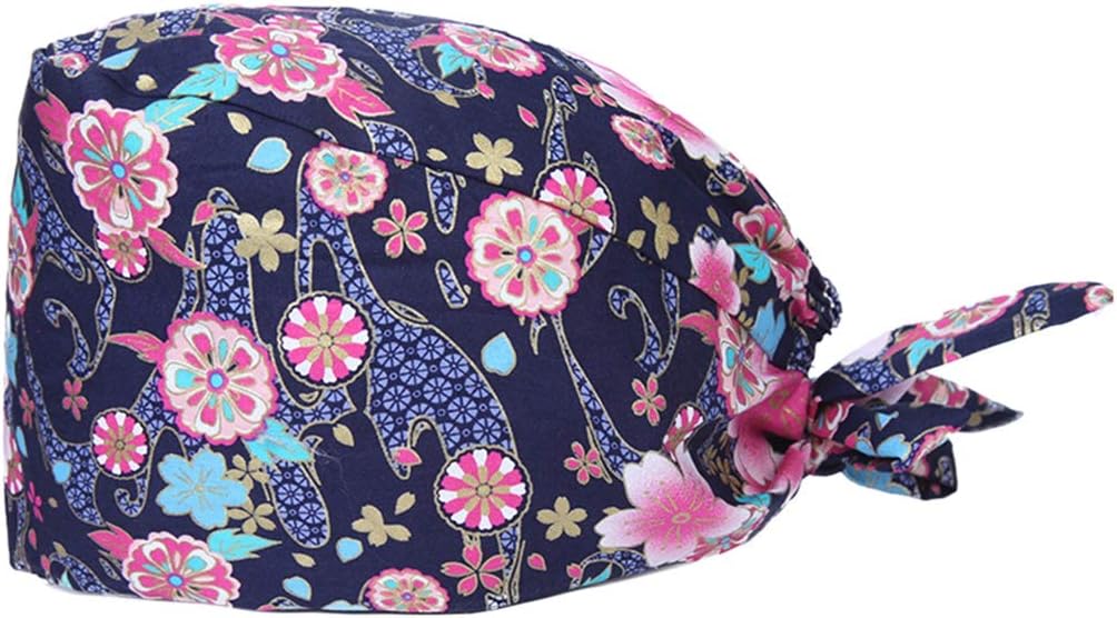 Printed Surgical Scrub Cap Unisex Breathable Scrub Hat for Women/Men
