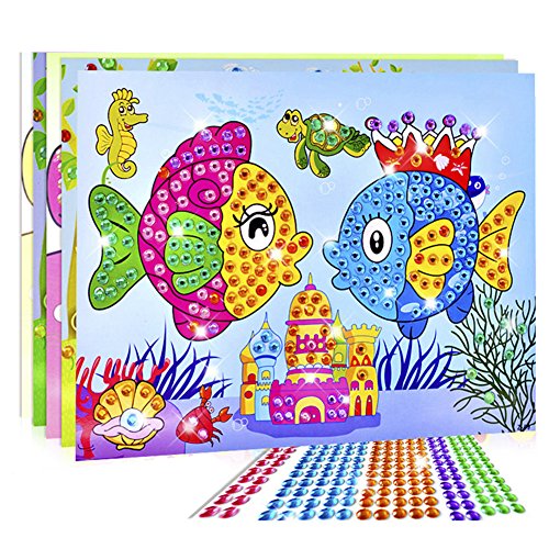 Alician Funtoy for 10 Pcs 3D Crystal Mosaics Sticker Creative Art Sticker Intelligent Development Toys Christmas Birthday Gift (Random Send)