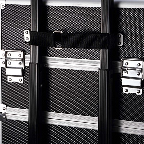 Ollieroo-4-in-1-Aluminum-Rolling-Cosmetic-Makeup-Train-Cases-Trolley-Professional-Artist-Train-Case-Organizer-Box-Lift-Handle-Lock-2-wheel-2-Keys-Each-Layer-Total-8-Keys-Makeup-Luggage-Black
