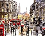 YEESAM ART Paint by Number Kits for Adults Kids - Rainy Night Walking Street 16x20 inch Linen Canvas Without Wooden Frame