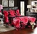 Lovelyou Red Rose Black Skin Cotton Queen Size 3d Print Bedding Set (1 Duvet Cover + 1 Bed Sheet + 2 Pillow Case)