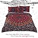 Sleepwish 4pcs Bohemian Duvet Cover Set King Size for Kids Boys Girls Soft Paisley Black Orange Mandala Bedding Set, 1 Duvet Cover 2 Pillowcases 1 Cushion Cover