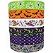 Halloween Bats Spiders Web Pattern Printed 1 Inch Grosgrain Ribbon (Multicolor-A)