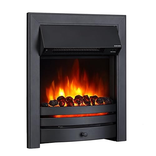 Endeavour Fires Roxby Inset Electric Fire, Brass Trim and Fret, 220/240Vac 1&2kW, 7 day