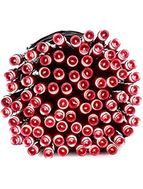 Qedertek Solar String Lights, 33ft 100 LED Waterproof Outdoor Decoration Lighting for Indoor/Outdoor, Patio, Lawn, Garden, Christmas, and Halloween, Christmas, Other Festivals Decorations(Red)