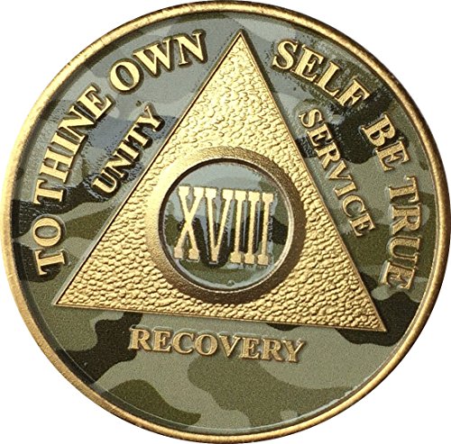 18 Year AA Medallion Camo Gold Plated Anniversary Chip Camouflage Color