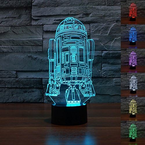 Guzila 3D Star Wars Force Awaken R2-D2 Robot Children Room Bedroom decorative Night multi 7 color change USB Touch button LED desk table light lamp