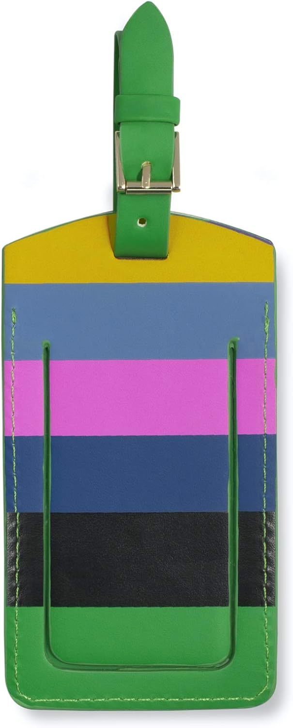 Kate Spade New York Vegan Leather Luggage Tag for Women, Durable Suitcase ID Tag, Enchanted Stripe: Office Products