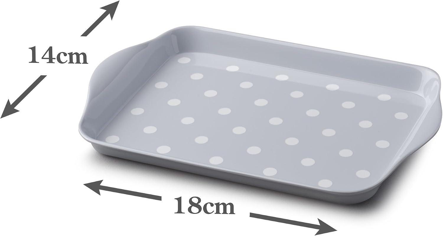 Zeal Melamine Mini Dotty Design Serving Tray (18x14cm) - French Grey, 18 x 14 x 2 cm - Image 4