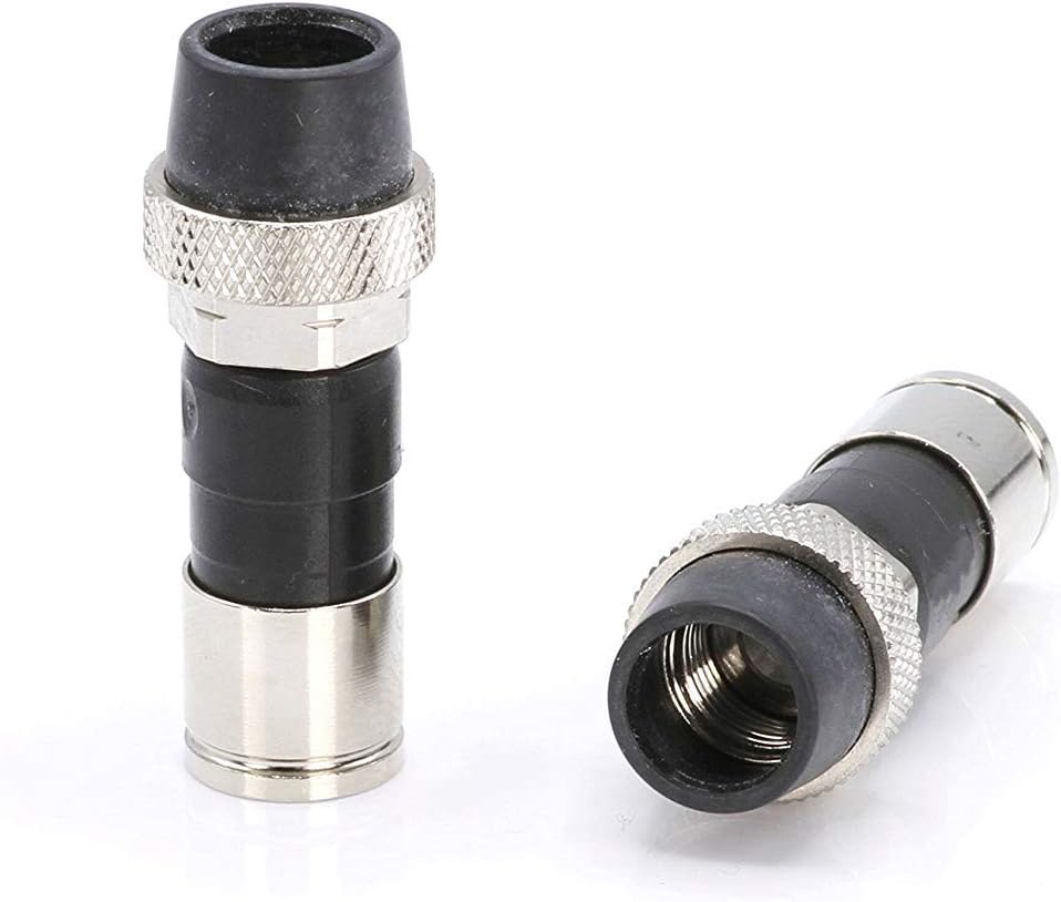 Coaxial Cable Compression Fitting - Proudly Made in The USA - Connector - for RG6 Coax Cable - with Weather Seal O Ring, Weather Boot, and Water Tight Grip (10 Pack)