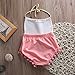 Baby Girls Halter Backless Splice Tassels Pompom Bodysuit (70(0-6M))