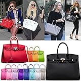 SanMario Designer Handbag Top Handle Padlock Women's Leather Bag with Silver Hardware