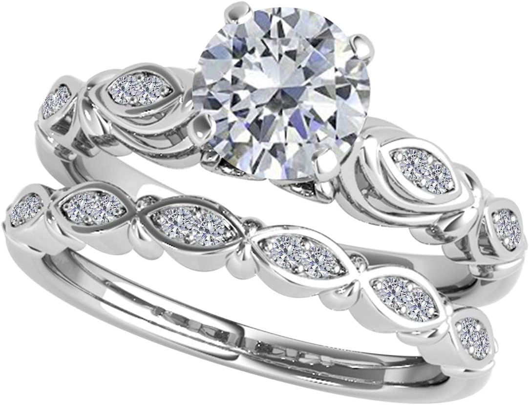 Engagement Rings for Women 1/2 Carat Halo Diamond Engagement Bridal Ring Set Prong Setting 10K Solid Rose White Yellow Gold Genuine Diamond Wedding Jewelry Collection