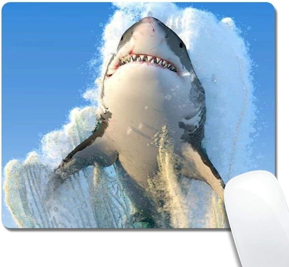 Mouse Pads Customized Rectangle Mouse Pad, Great White Shark, Non-Slip Rubber Gaming Mousepad, Durable & Comfortable Mouse Mat with Stylish Pattern 11.8-inch by 9.85-inch
